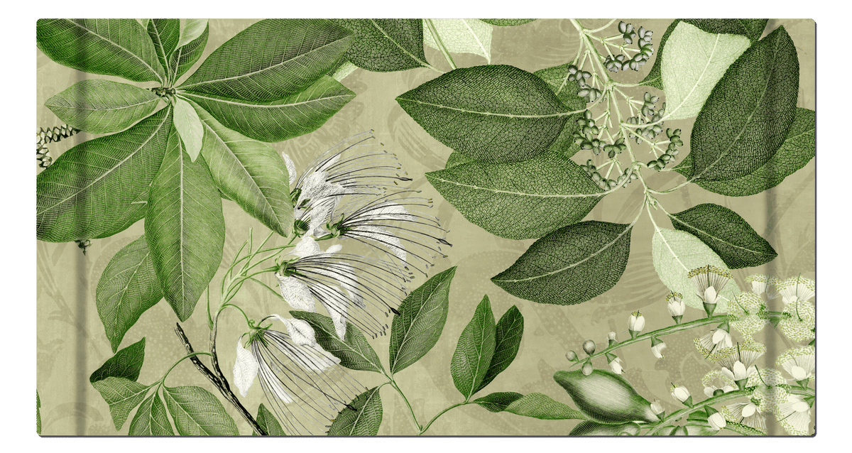 Plateau rectangulaire vert Hedycarya