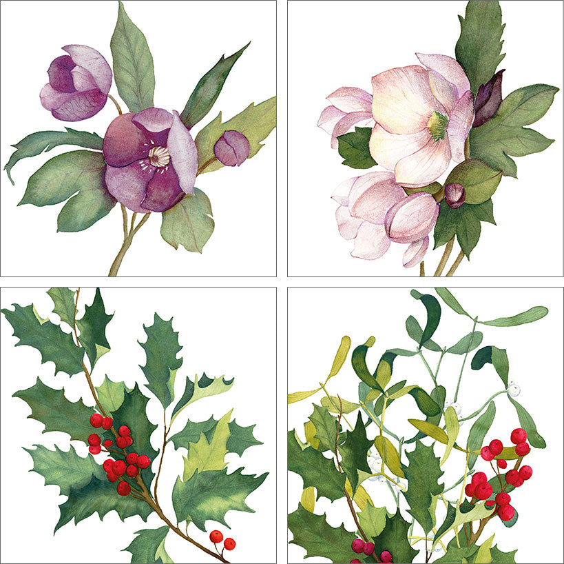 Set Of 4 Napkins Helleborus 100% Made in Italy - The Napking