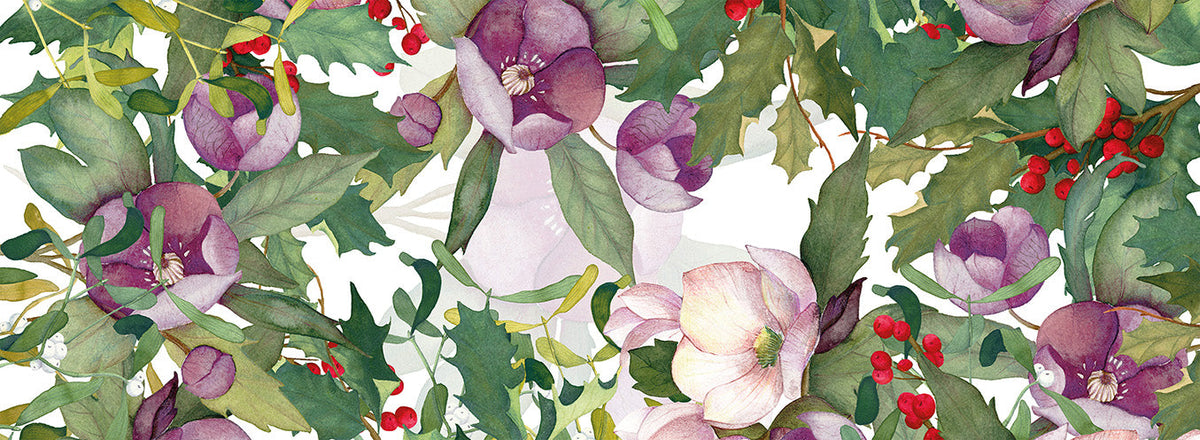 Pure Linen Runner Helleborus 100% Made in Italy The Napking