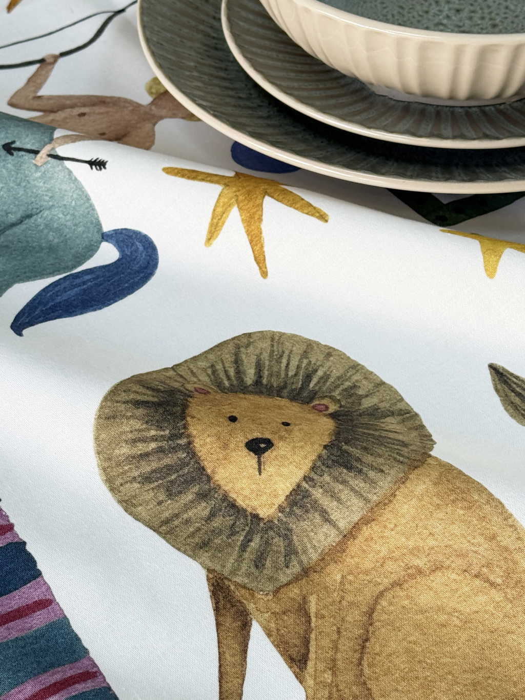 Satin Tablecloths Zodiac 100% Cotton Satin Made in Italy The Napking