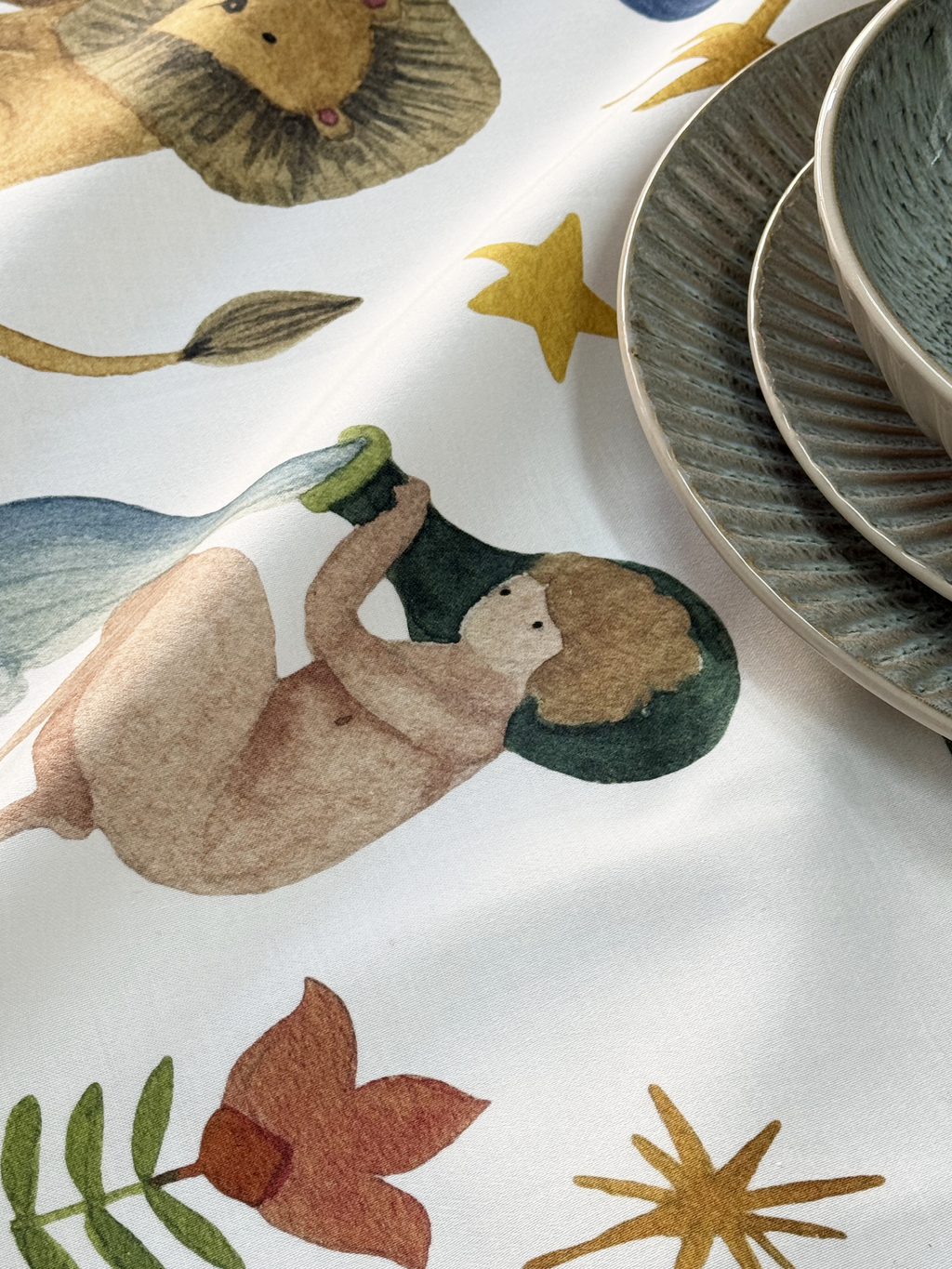 Zodiac Cotton Satin Table Runner 100% Made in Italy The Napking