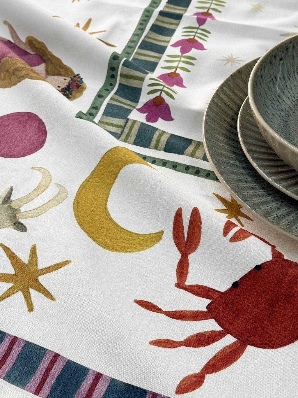 Satin Tablecloths Zodiac 100% Cotton Satin Made in Italy The Napking