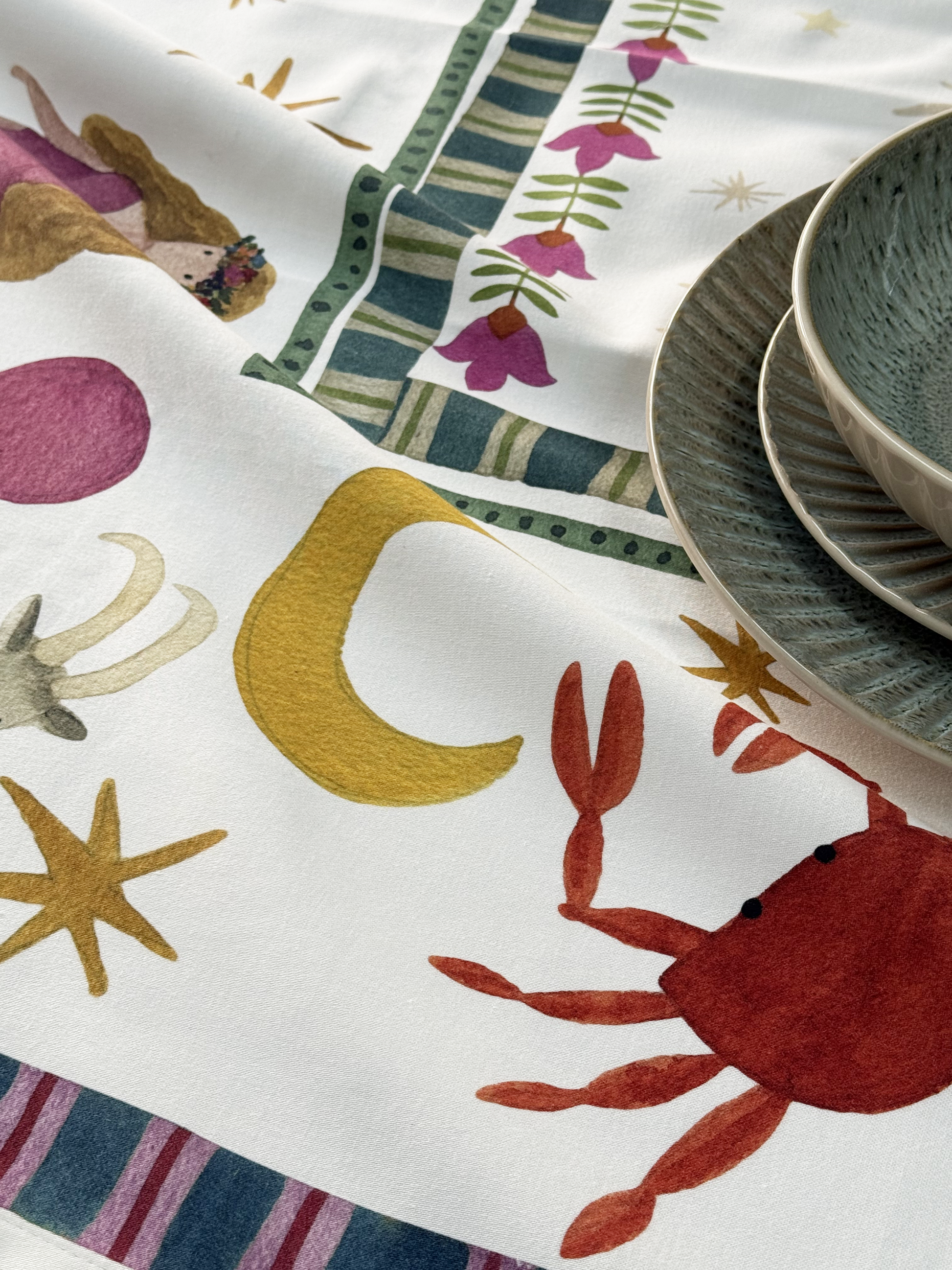 Satin Tablecloths Zodiac 100% Cotton Satin Made in Italy The Napking