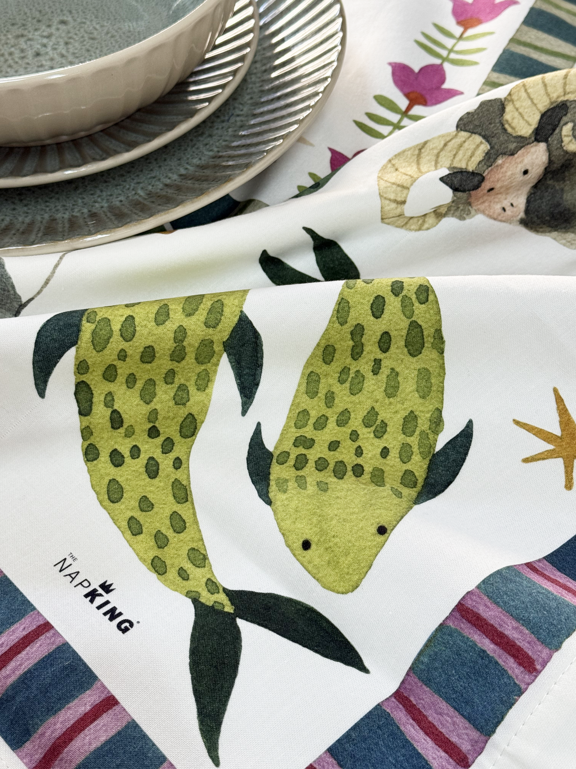 Satin Tablecloths Zodiac 100% Cotton Satin Made in Italy The Napking