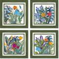 Lot de 4 serviettes en satin de coton Jardin Magique 100% Made in Italy