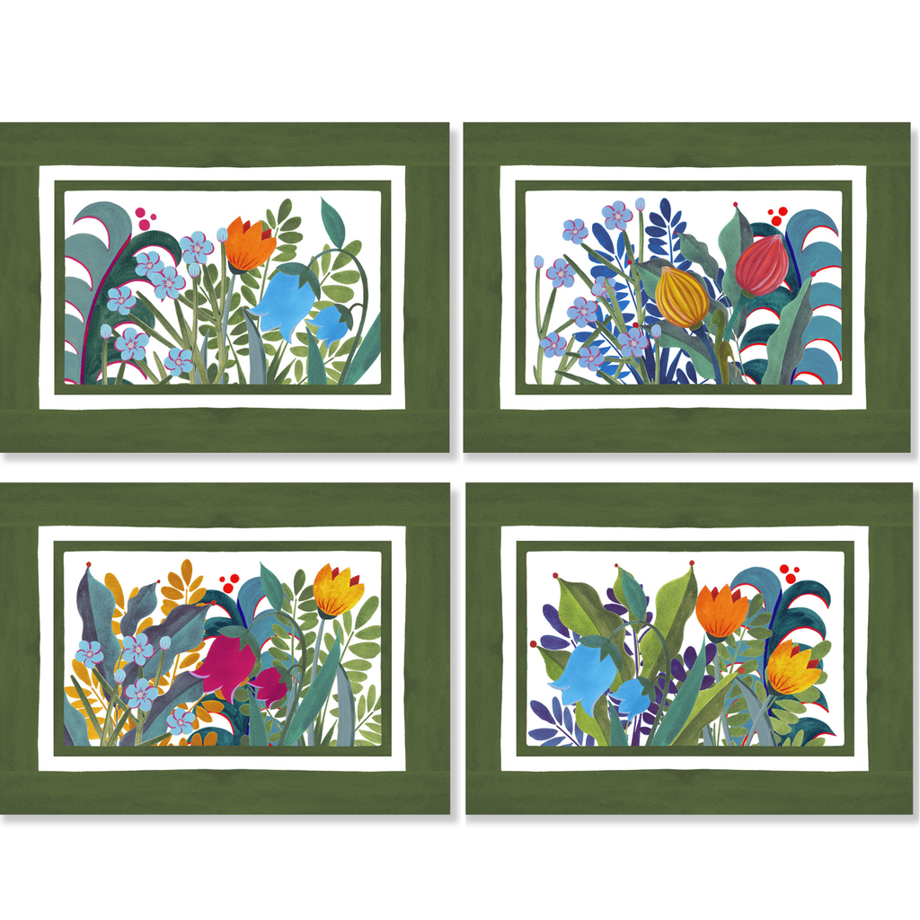 Set of 4 Placemats Jardin Magique Cotton Satin 100% Made in Italy