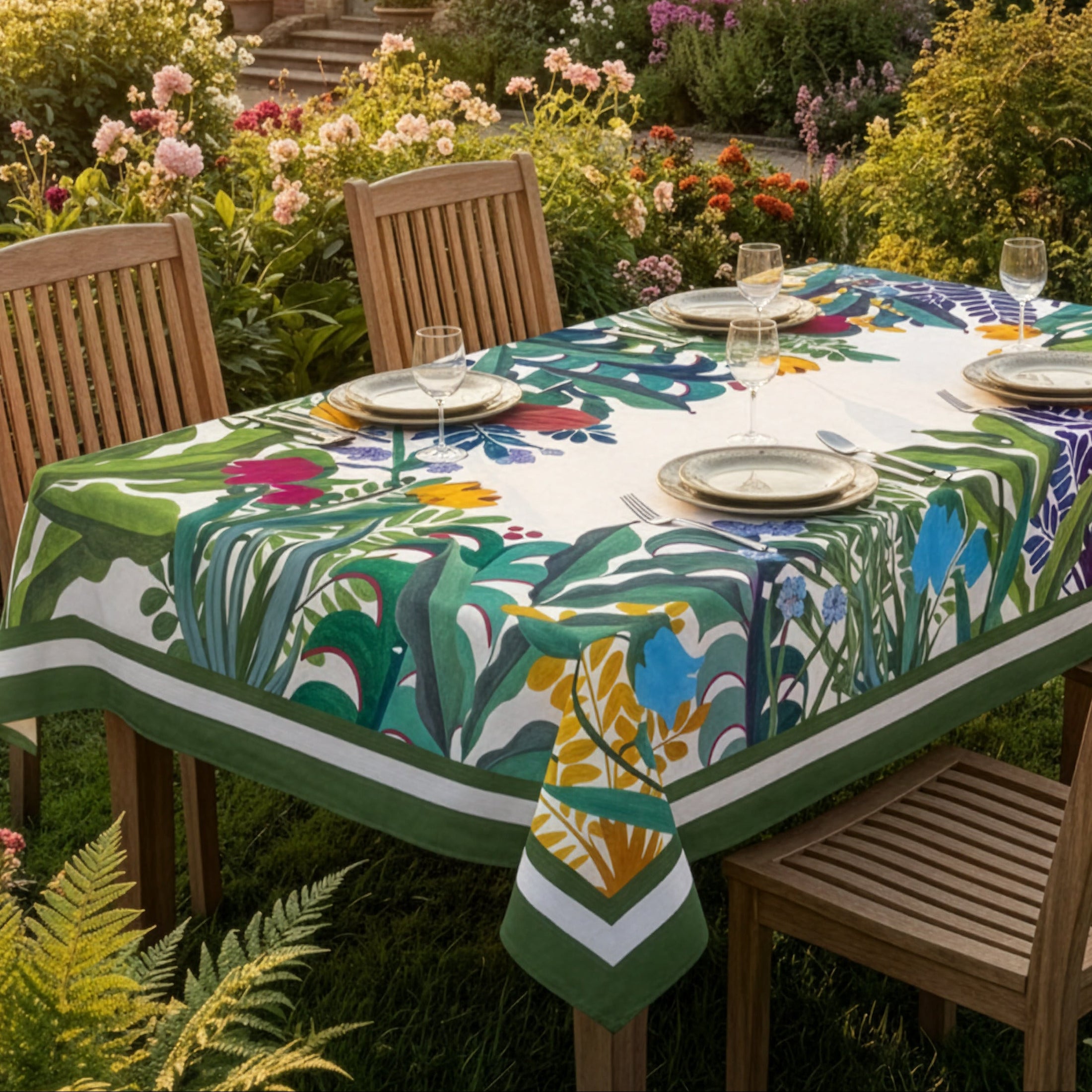 Satin Tablecloth Jardin Magique 100% Made in Italy