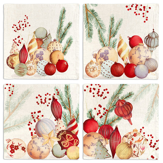 Set of 4 Napkins «Jingle» 100% Made in Italy