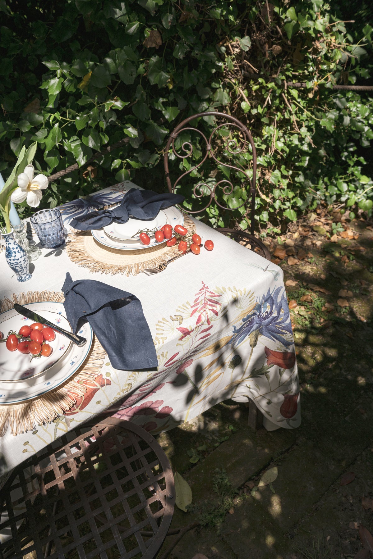 Linen Mantel «Fiordaliso», 100% Made in Italy - The Napking