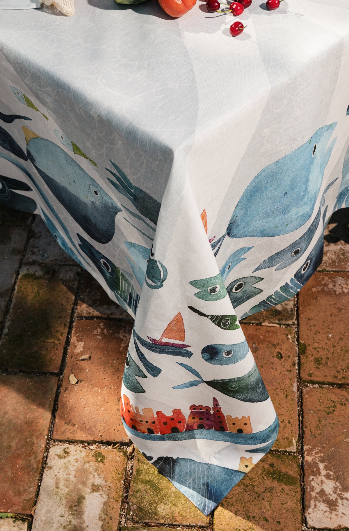 Linen Mantel «Oltremare», 100% Made in Italy - The Napking