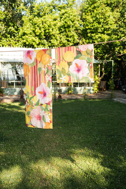 lino premium Runner «Ibiscus» 100% Made in Italy - The Napking