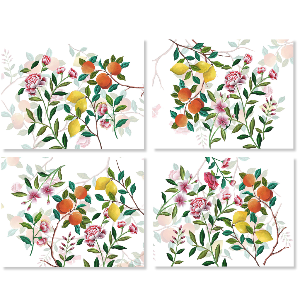 Les Agrumes Set of 4 Placemats Premium Quality Linen