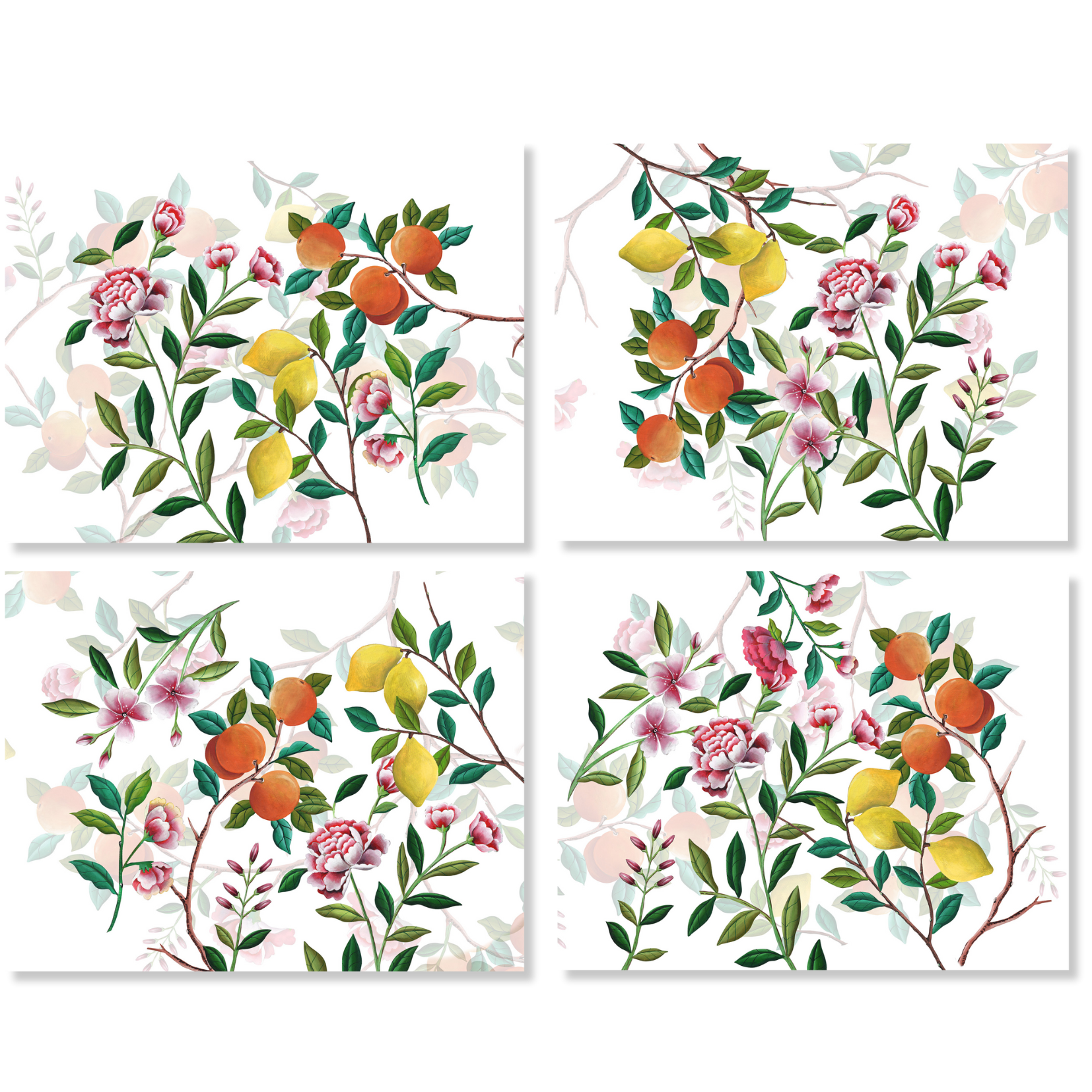 Les Agrumes Set of 4 Placemats Premium Quality Linen