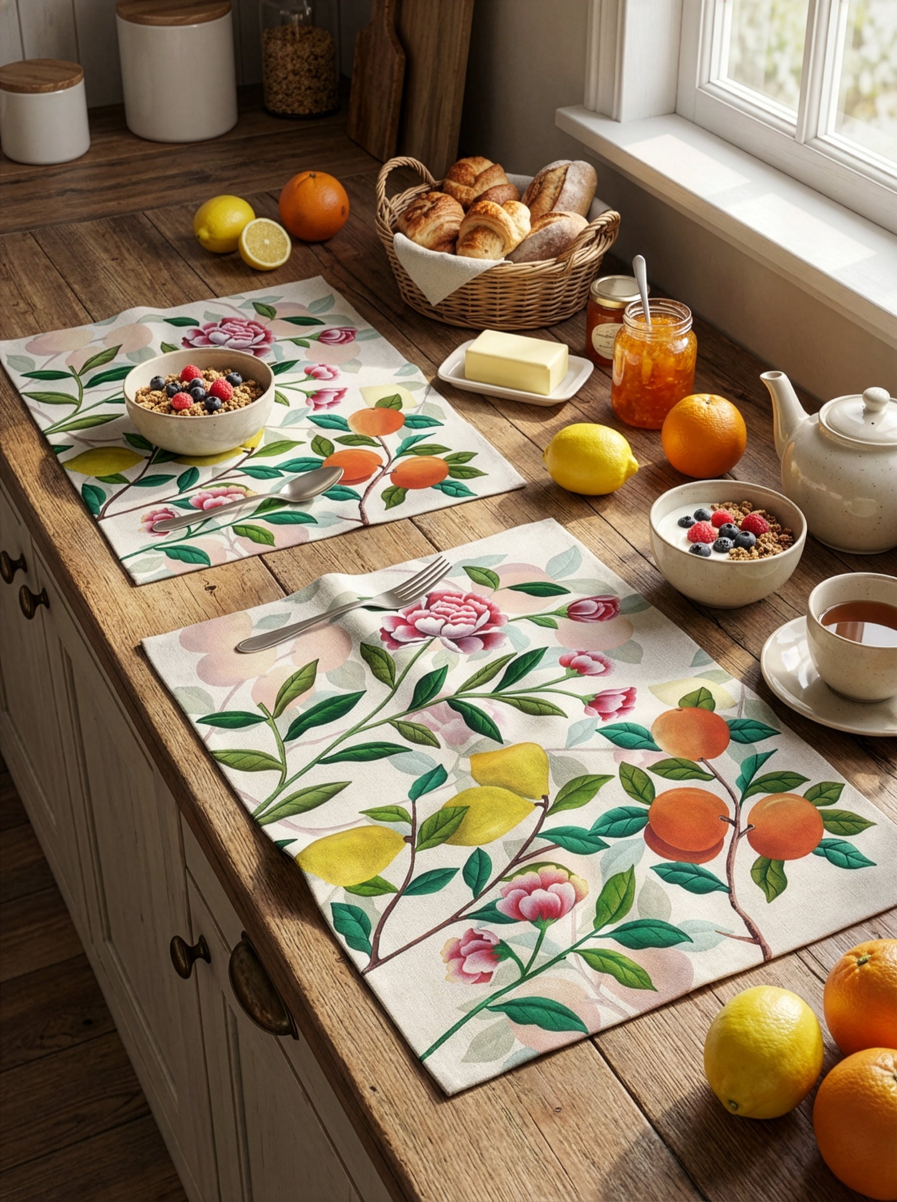 Les Agrumes Set of 4 Placemats Premium Quality Linen