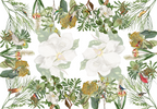 Loma Pure Linen tablecloth with botanical bird print, 180 × 270 cm
