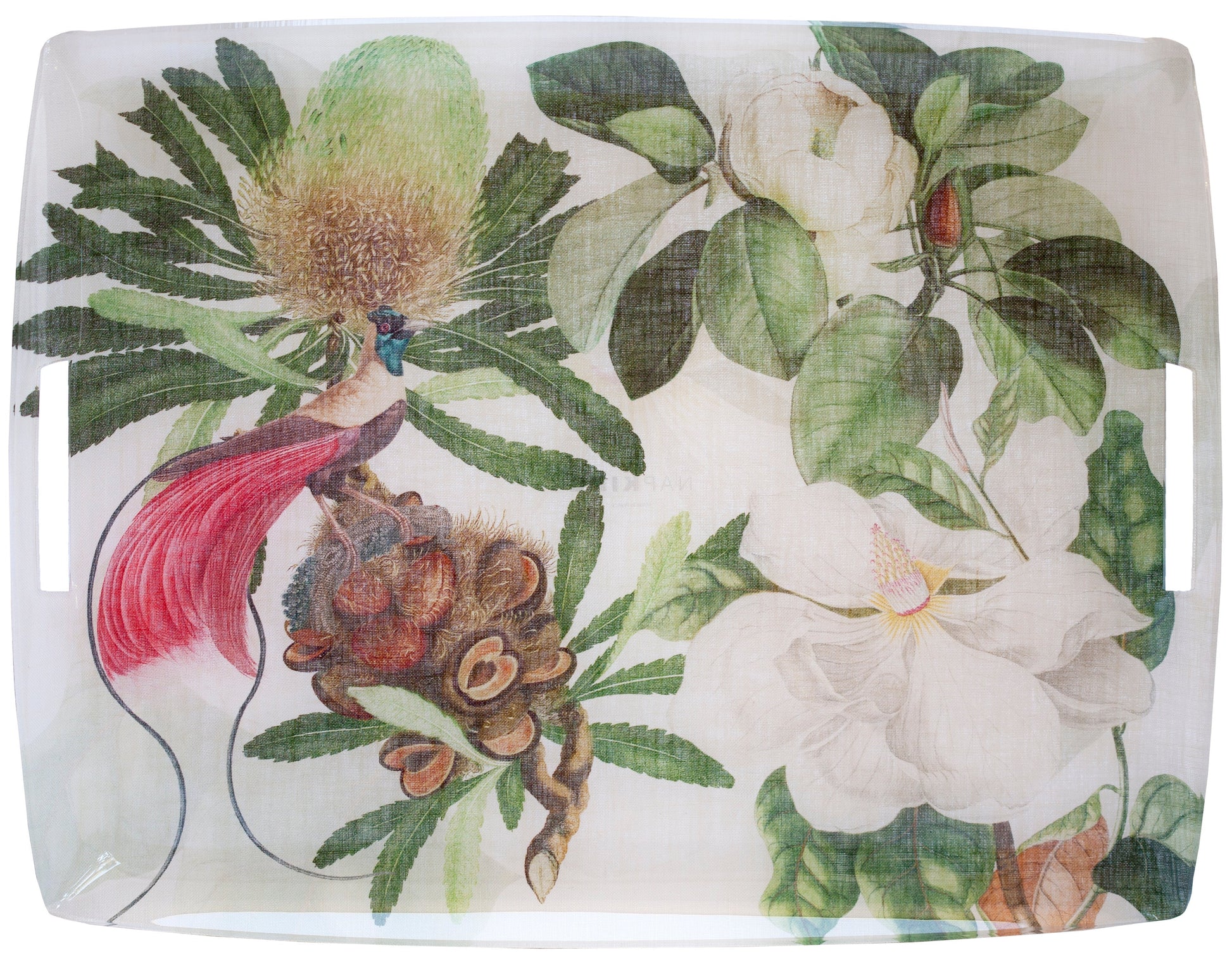 Loma acrylic tray with digitally printed botanical linen, view 5