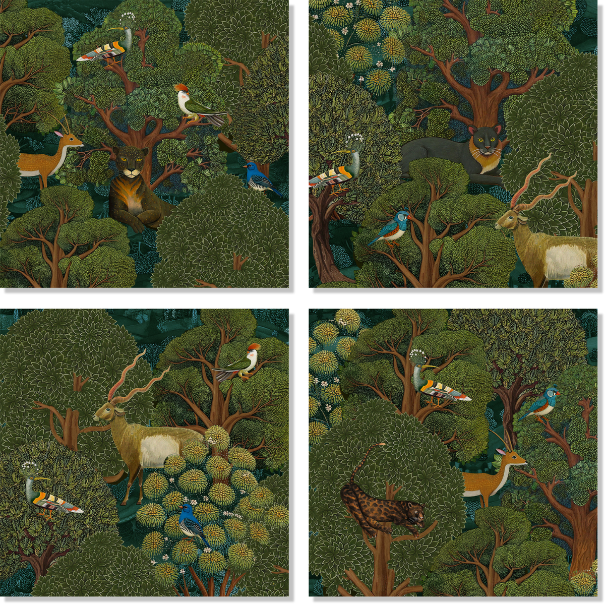 Madikwe set of four Premium Linen napkins with wildlife print, view 2