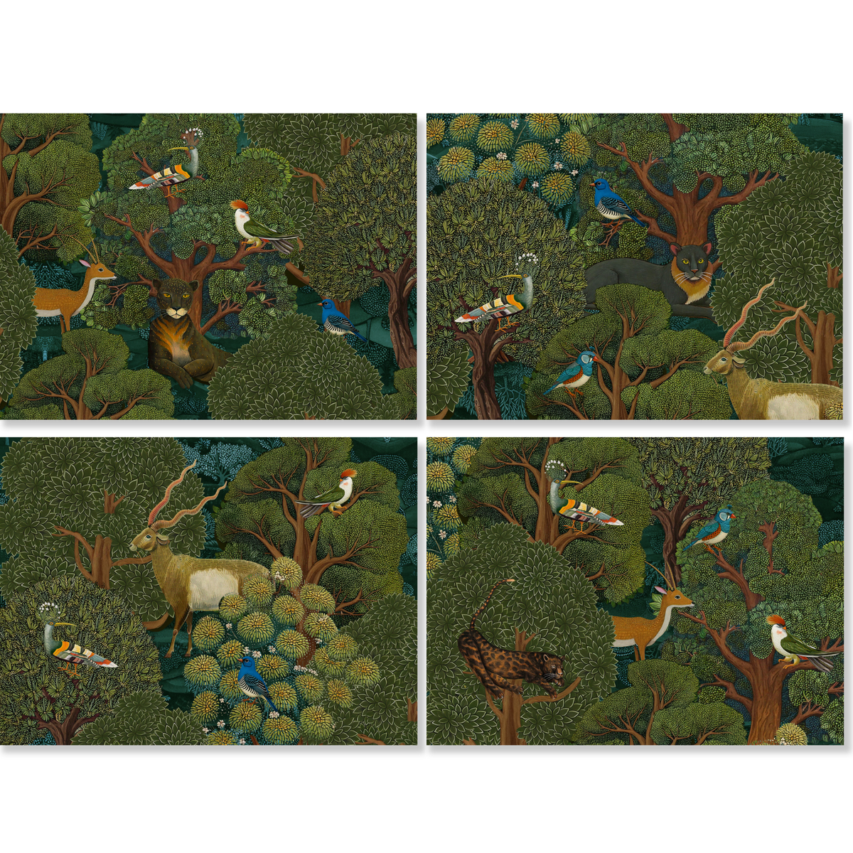 Madikwe set de cuatro lino premium manteles individuales con estampado de fauna, vista 2