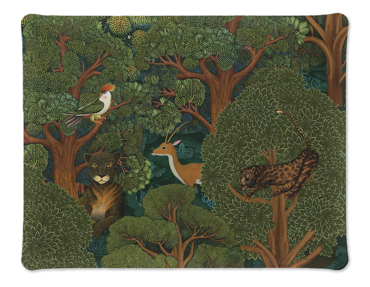 Madikwe acrylic tray avec digitally imprimé wildlife linen, 46 × 36 cm