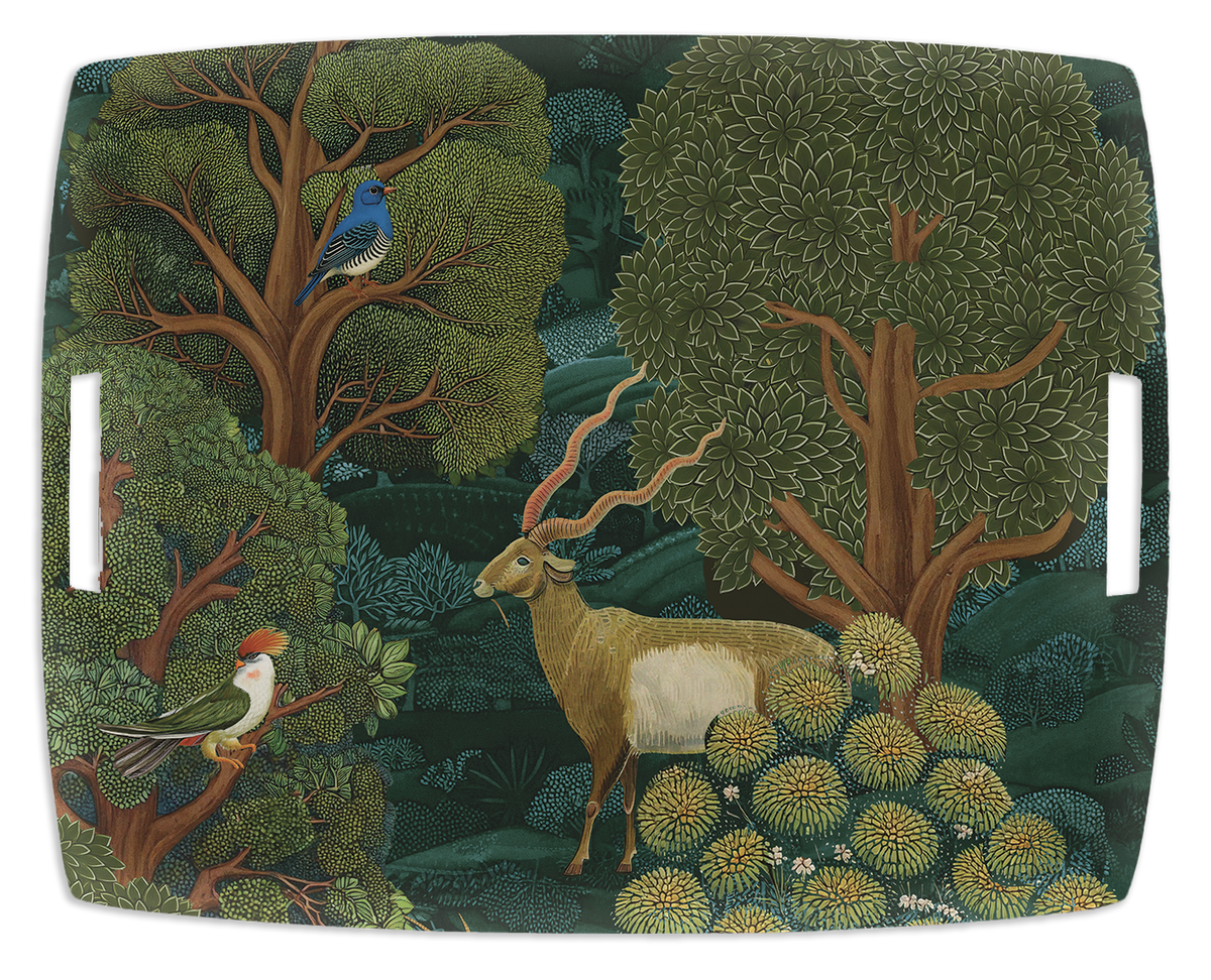 Madikwe acrylic tray avec digitally imprimé wildlife linen, 54 × 43 cm