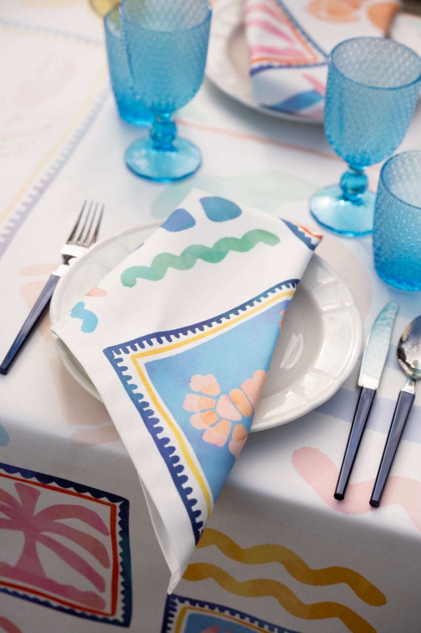 Lot de 4 serviettes en satin de coton Marina Pop 100% Made in Italy