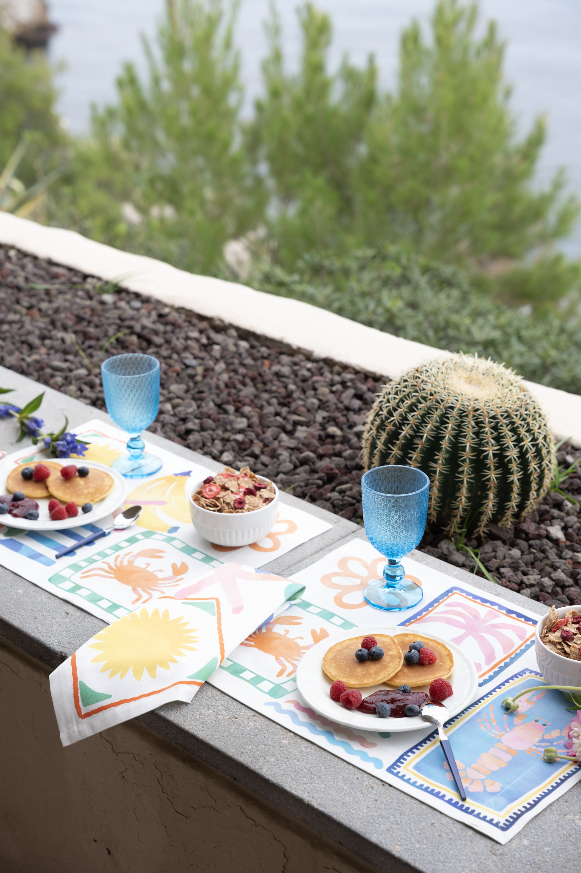 Set of 4 Placemats Marina Pop Cotton Satin 100% Made in Italy