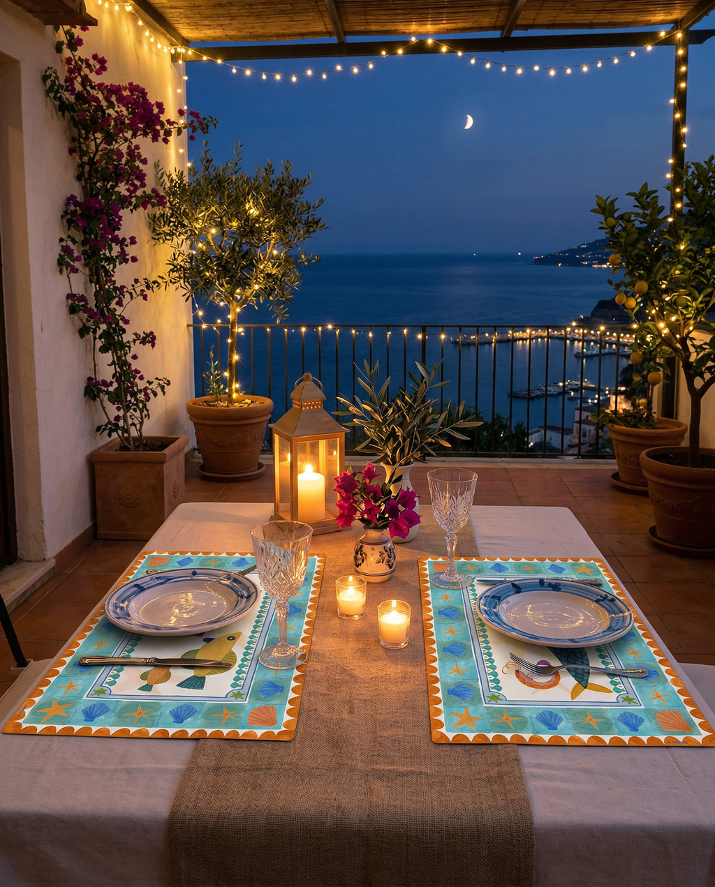 Set of 2 Marinella Stone Mat PVC placemats