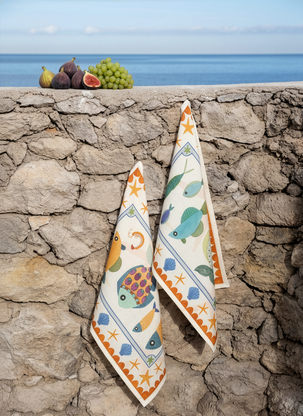 Kitchen Towels Marinella, 100% Made in Italy