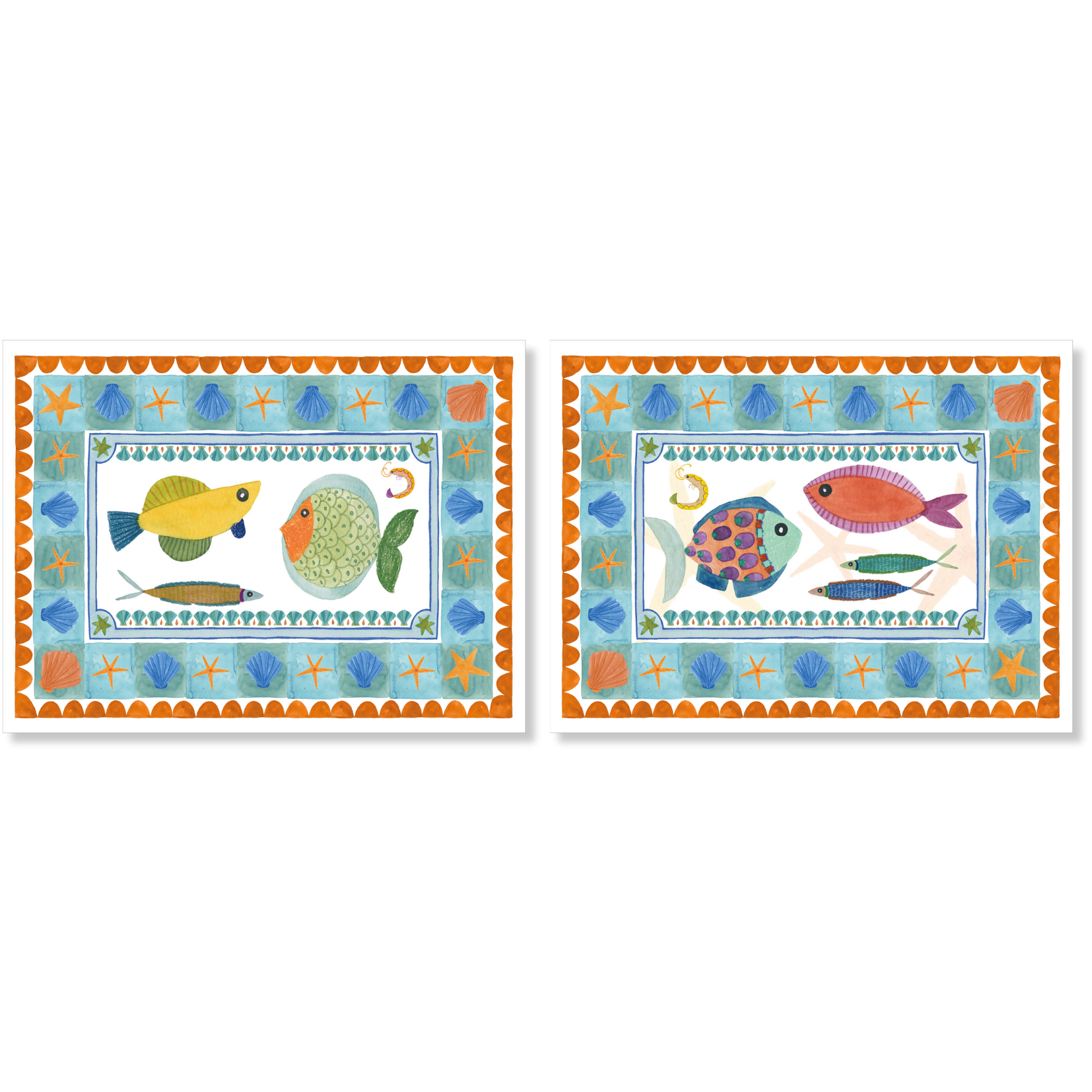 Set of 2 rectangular hardboard placemats Marinella, 100% Made in Italy