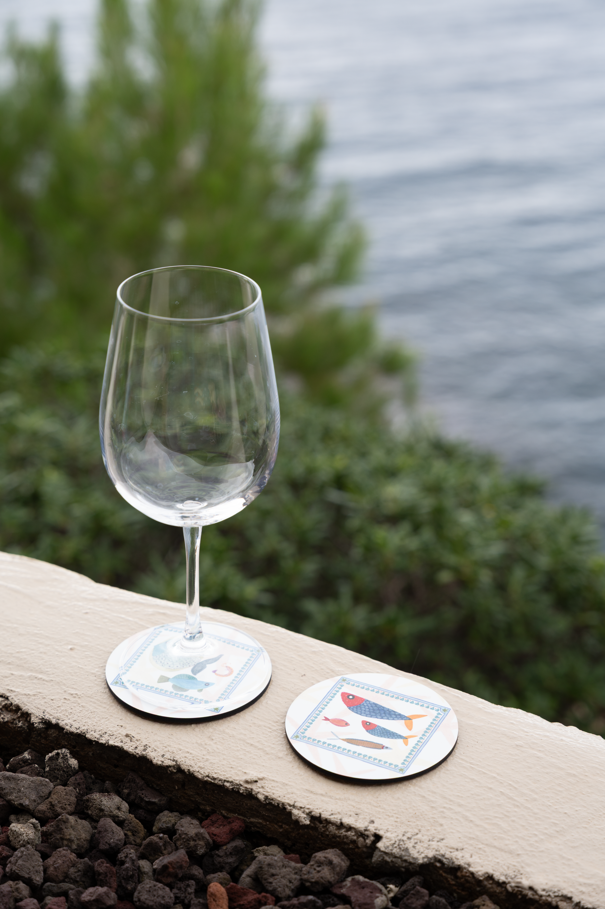 Set of 2 coasters Marinella wood and cork - 100% Made in Italy