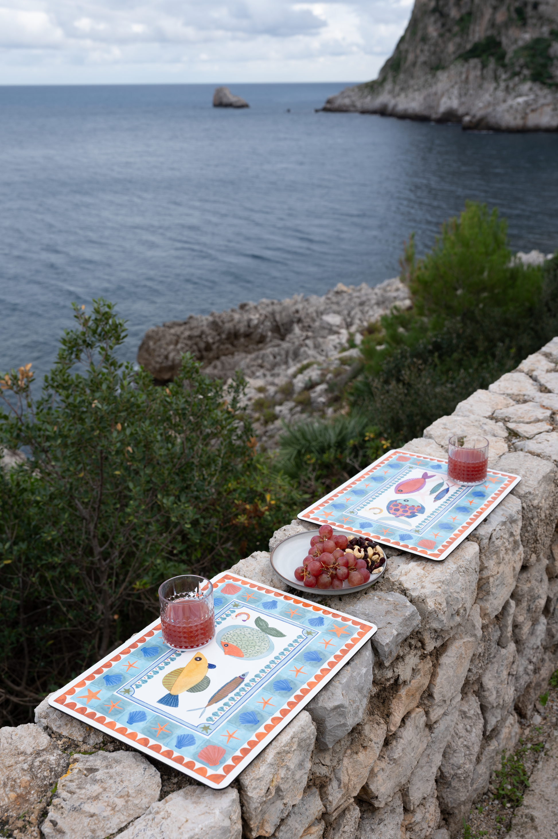 Set of 2 rectangular hardboard placemats Marinella, 100% Made in Italy