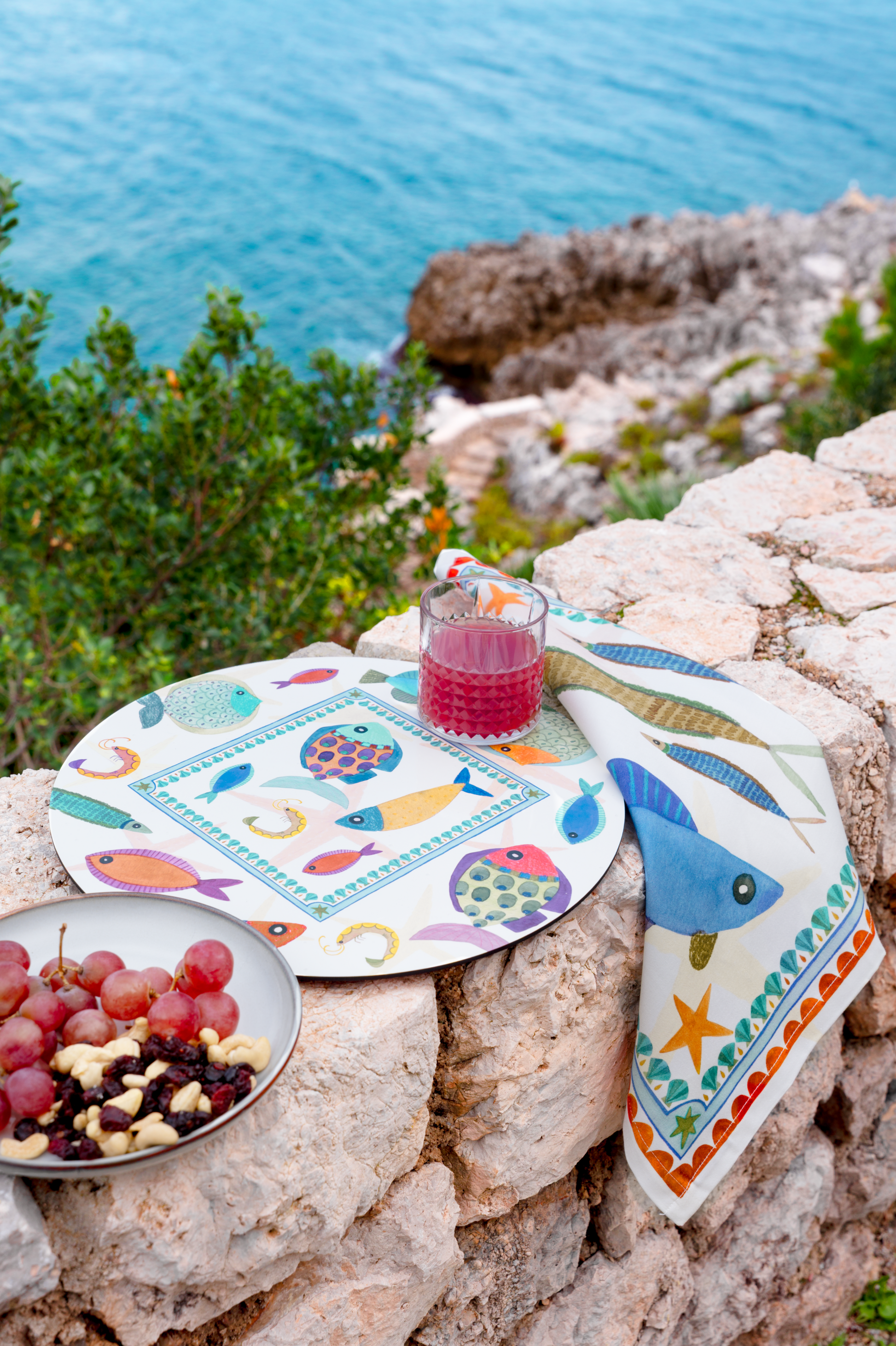 Set of 2 round hardboard placemats Marinella 100% Made in Italy