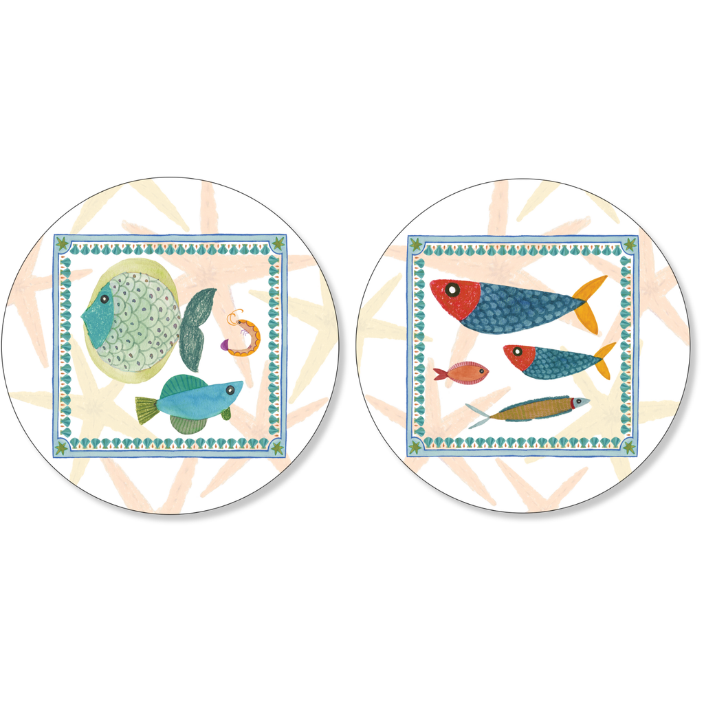 Set of 2 coasters Marinella wood and cork - 100% Made in Italy