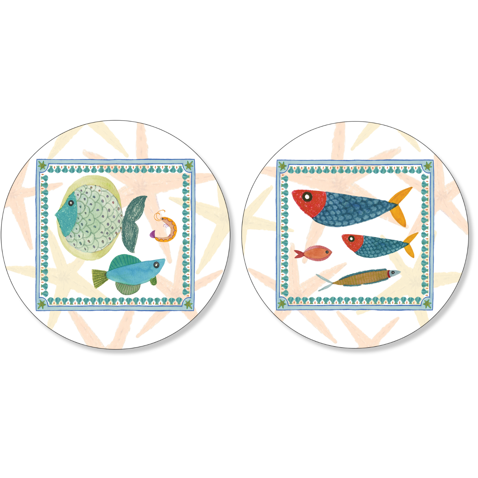 Set of 2 coasters Marinella wood and cork - 100% Made in Italy