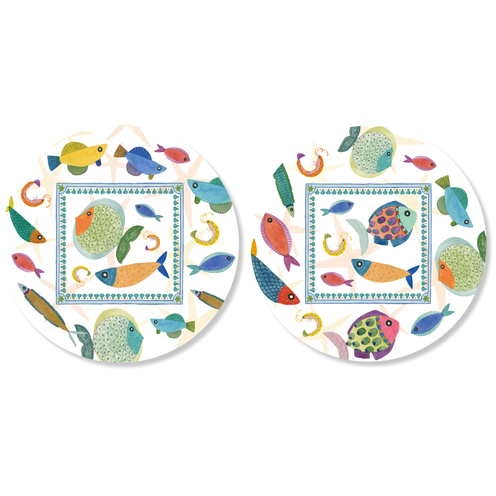 Set of 2 round hardboard placemats Marinella 100% Made in Italy