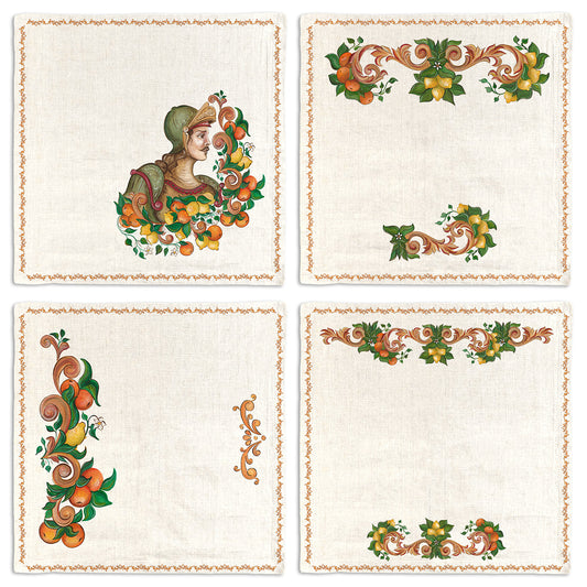 Set of 4 Napkins «Medoro» 100% Made in Italy