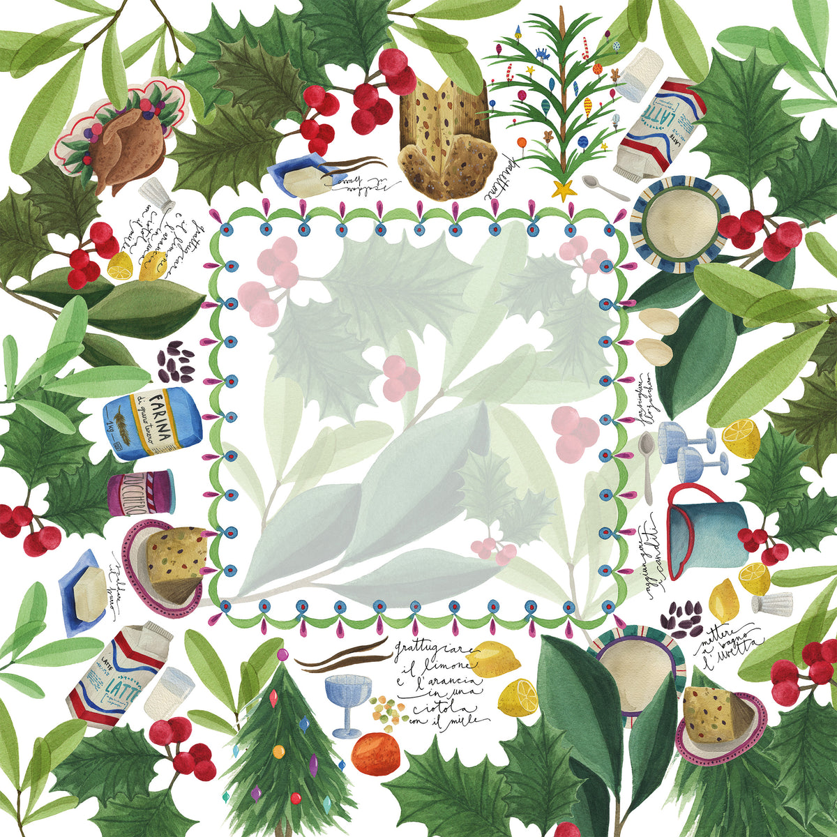 Nappe en satin de coton «Menù di Natale» 100% Made in Italy - The Napking