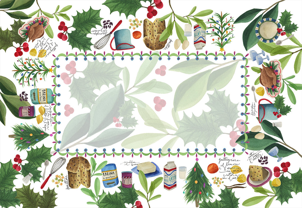 Satin Tablecloth «Menù di Natale» 100% Made in Italy - The Napking