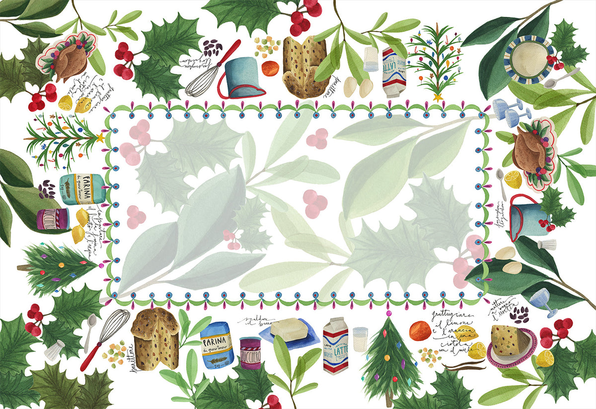 Nappe en satin de coton «Menù di Natale» 100% Made in Italy - The Napking