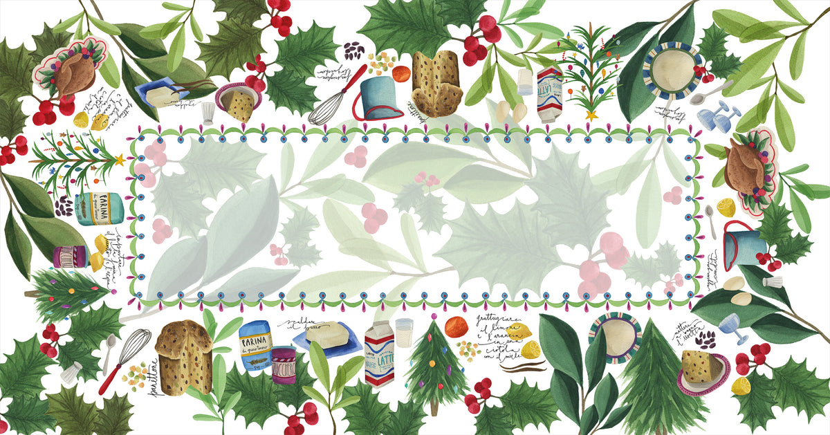 Nappe en satin de coton «Menù di Natale» 100% Made in Italy - The Napking