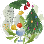 Menù di Natale round hardboard and cork placemats with illustrated Christmas menu print, view 2