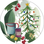 Menù di Natale wood and cork coasters with illustrated Christmas menu print