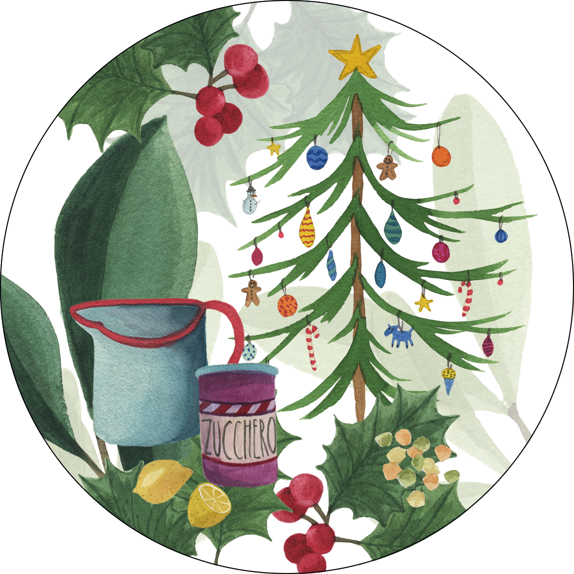 Menù di Natale wood and cork coasters with illustrated Christmas menu print