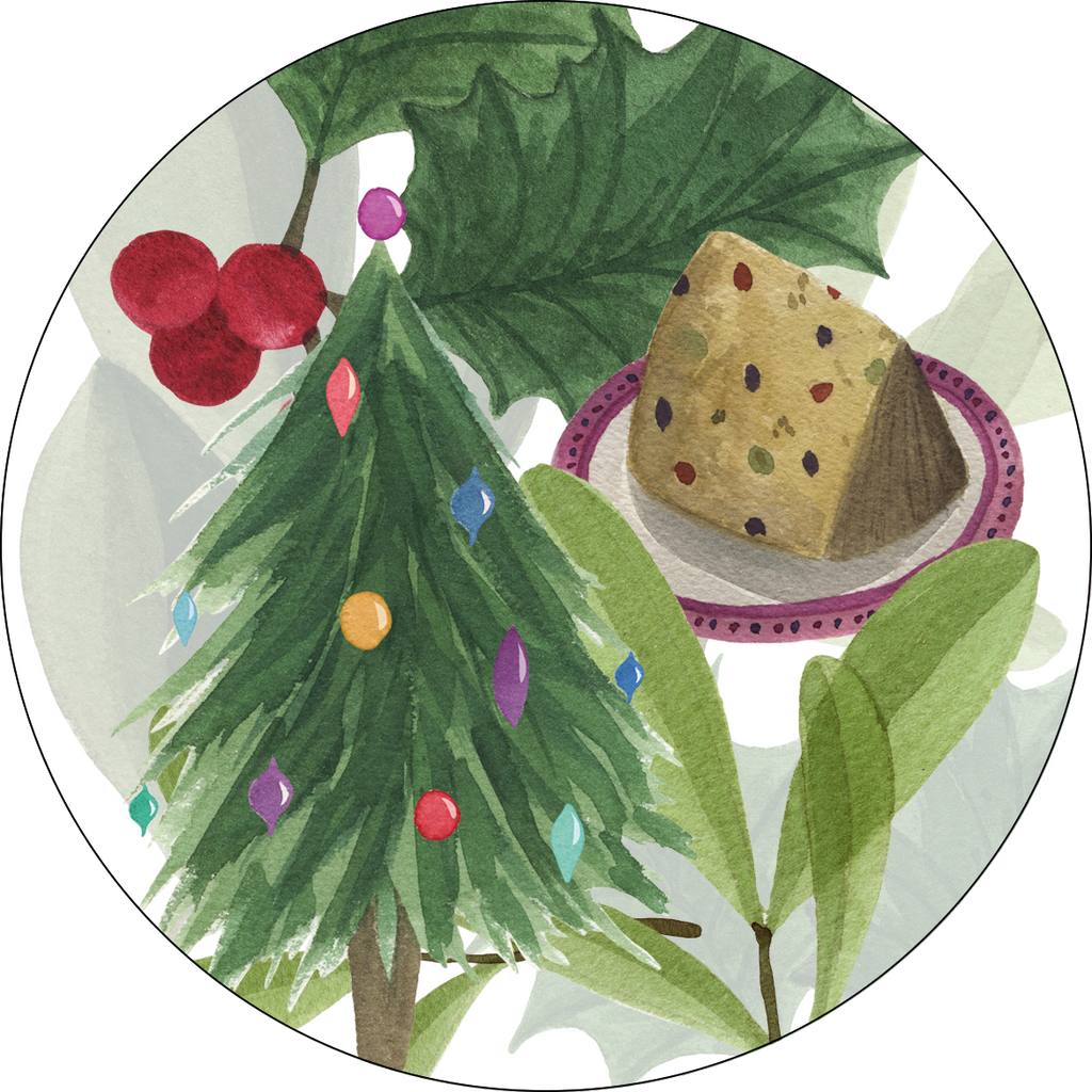 Set of 2 coasters «Menù di Natale» wood and cork - 100% Made in Italy - The Napking