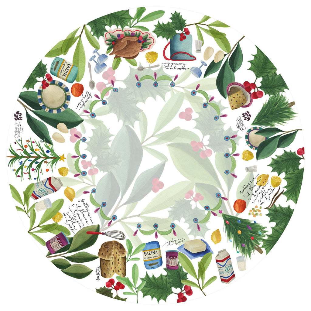 Menù di Natale Cotton Satin mantel con ilustrado Italian Christmas menu print, vista 7