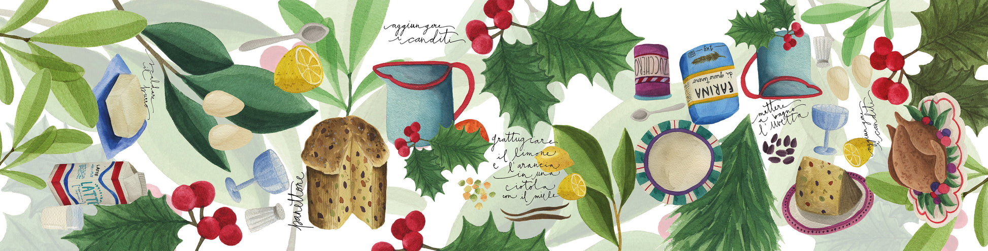 Cotton Satin Runner «Menù di Natale» 100% Made in Italy - The Napking