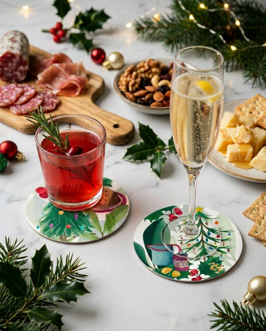 Menù di Natale Wood and Cork Coasters | Set of 2