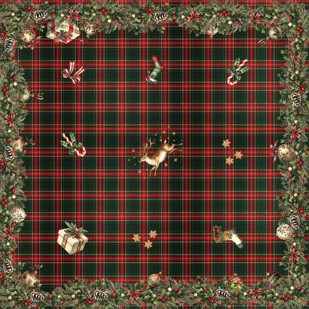 Merry Moments Premium Linen tablecloth with festive print, view 6