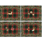 Merry Moments set of four Premium Linen placemats with festive print, view 2