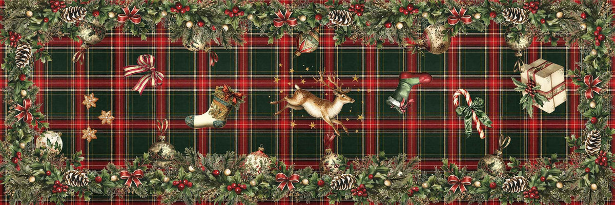 Merry Moments Premium Linen table runner with festive print, 50 × 220